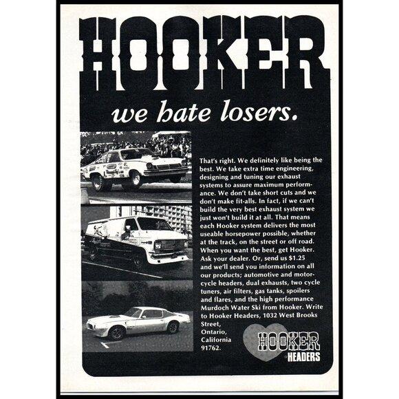 1975 Hooker Headers Vintage Print Ad Custom Van Trans Am Man Cave Wall Art 70s - Picture 1 of 2